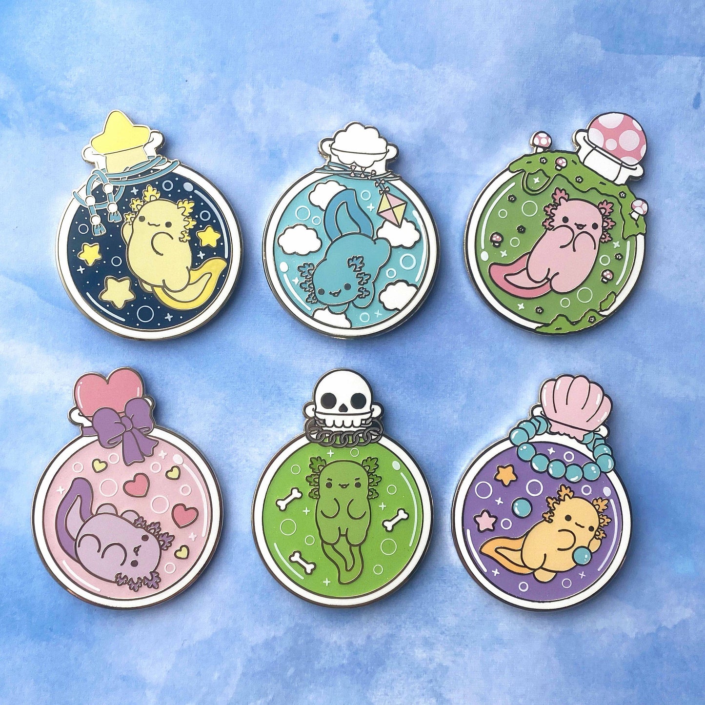 Bottle Lotls Blind Bag Axolotl Enamel Pins