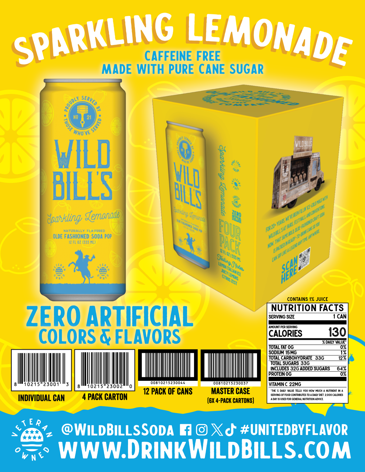 Sparkling Lemonade - Premium Cane Sugar Soda, 12-Pack, Cans