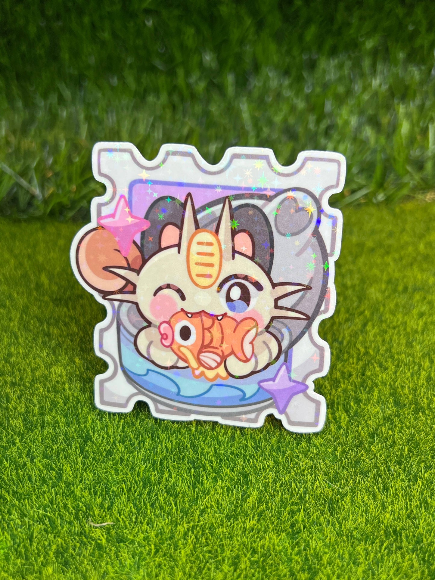 Cat Poke Stamp Sticker Fish
