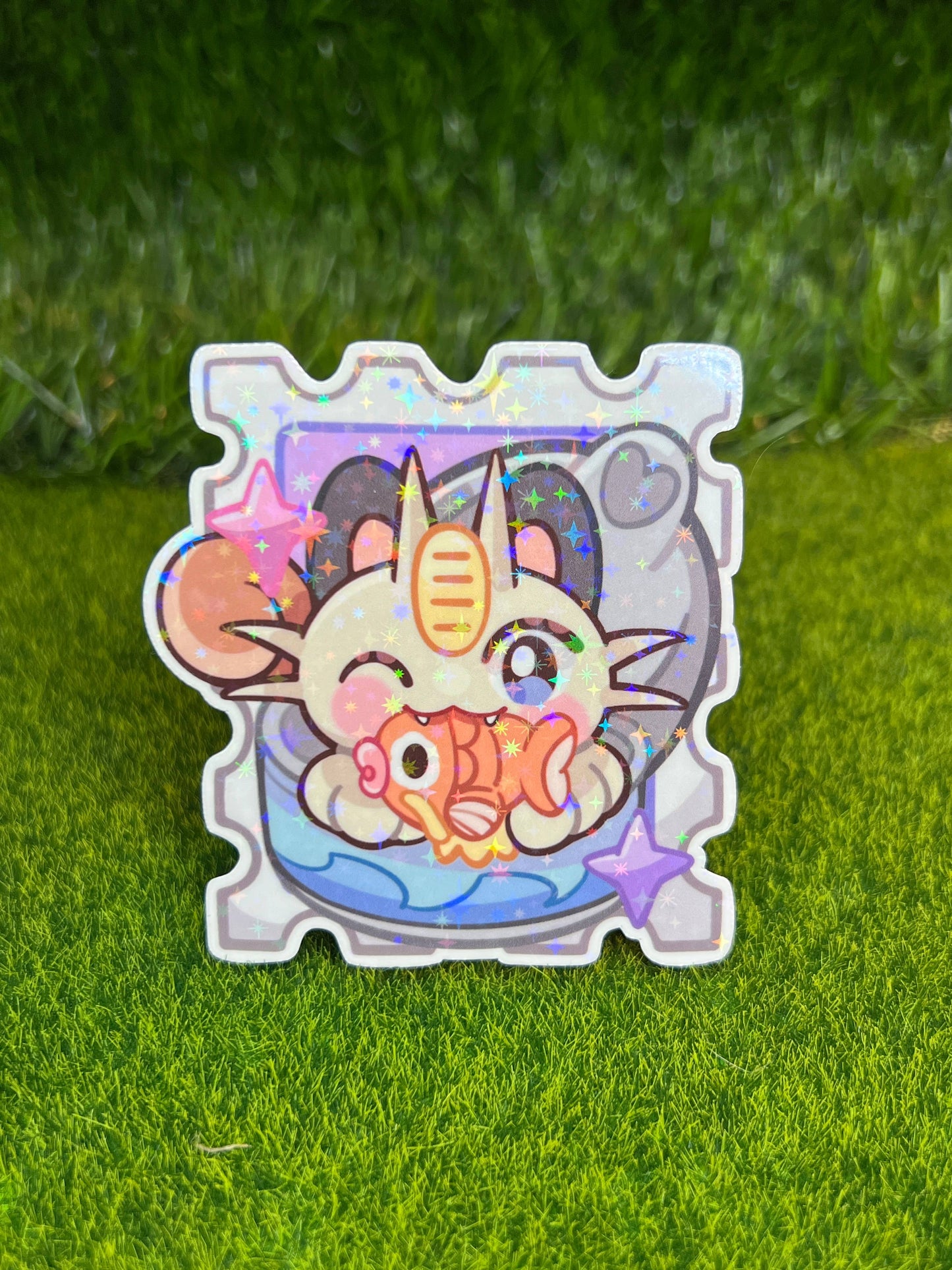Cat Poke Stamp Sticker Fish
