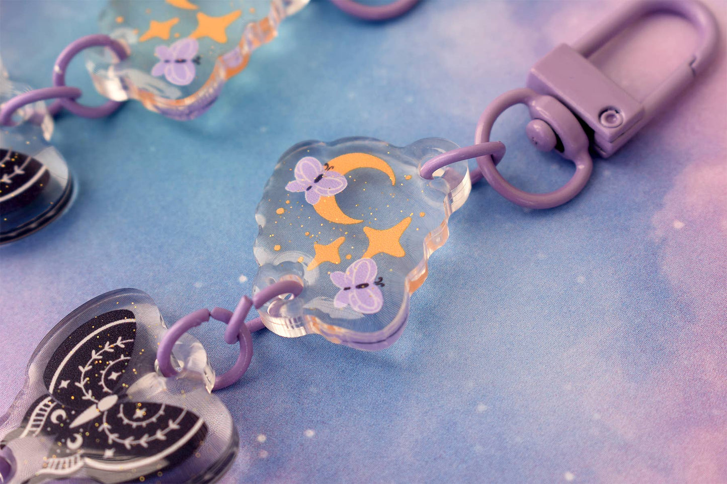 Whimsical Moths Keychain Charm