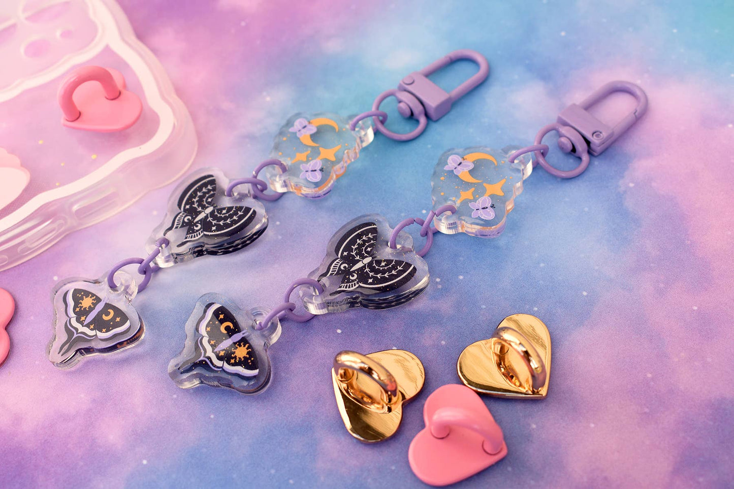 Whimsical Moths Keychain Charm