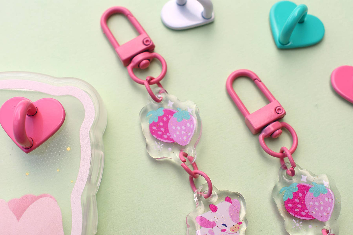 Strawberry Milk Keychain Charm
