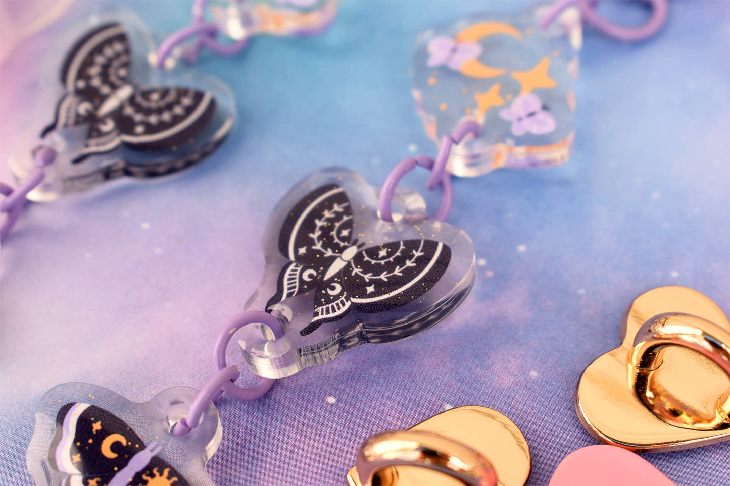 Whimsical Moths Keychain Charm