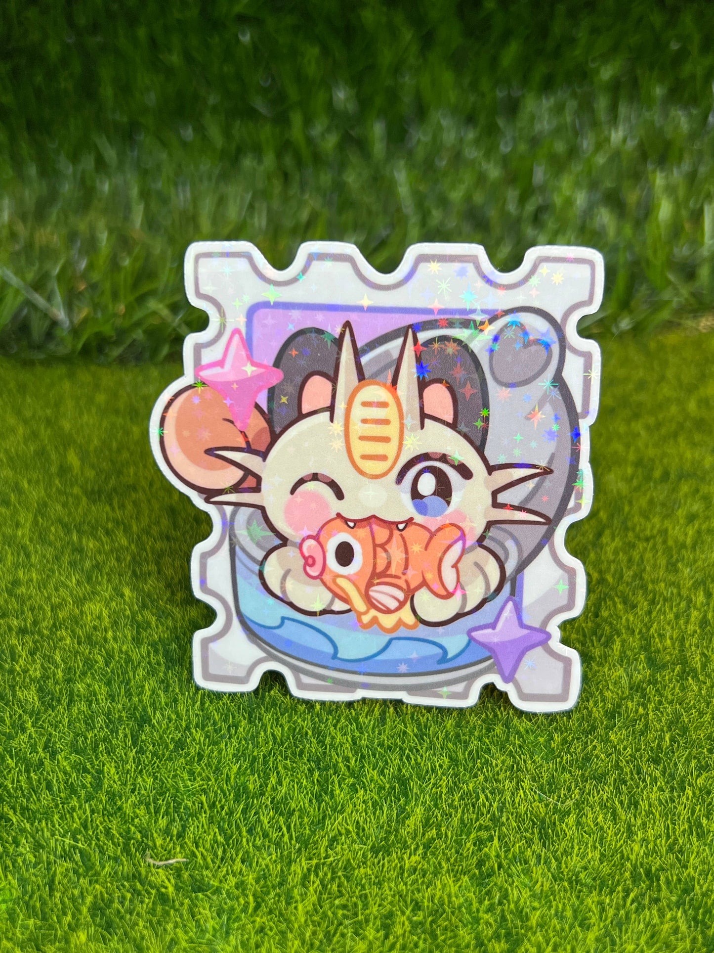 Cat Poke Stamp Sticker Fish