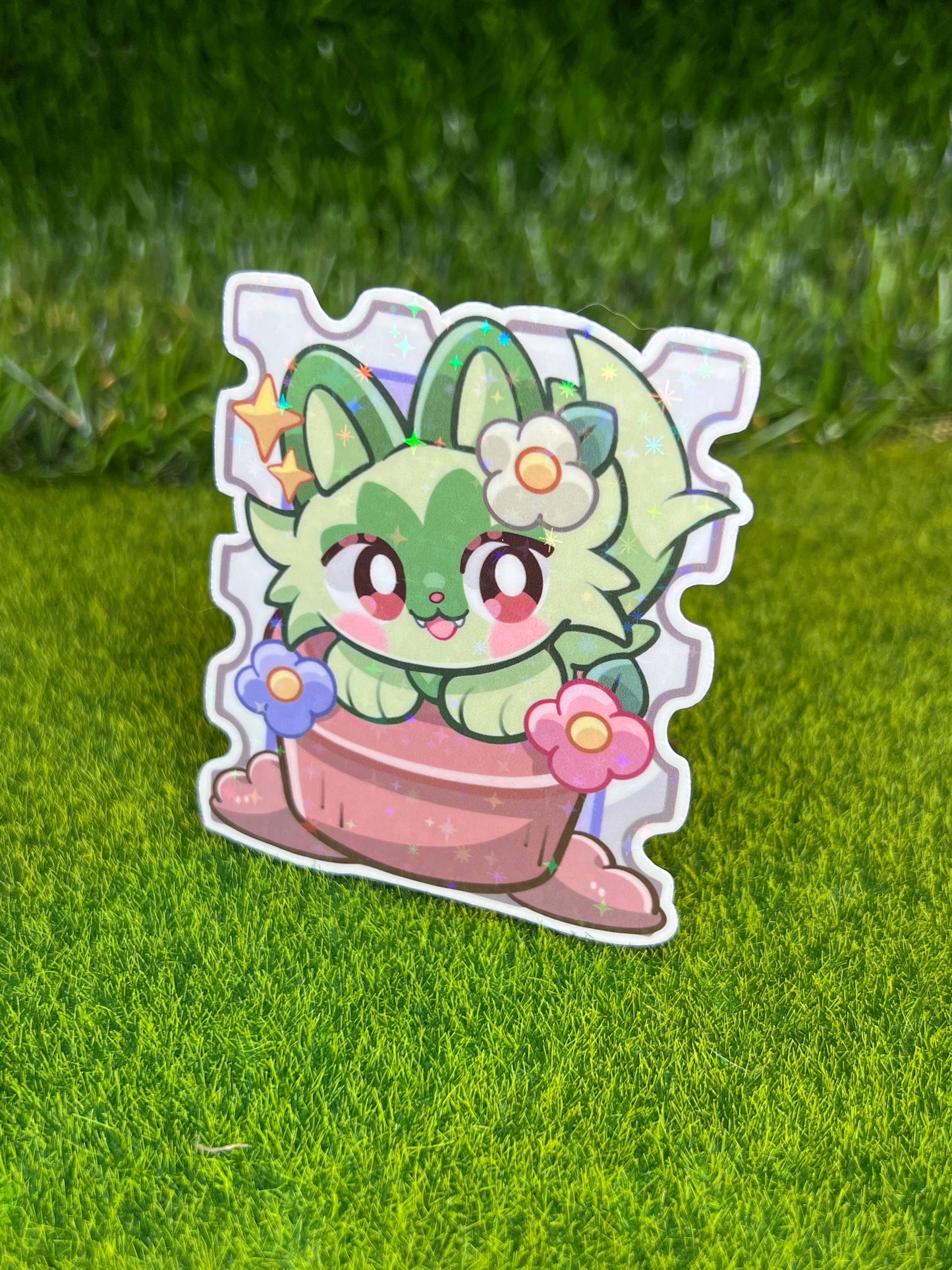 Cat Poke Stamp Sticker Plant