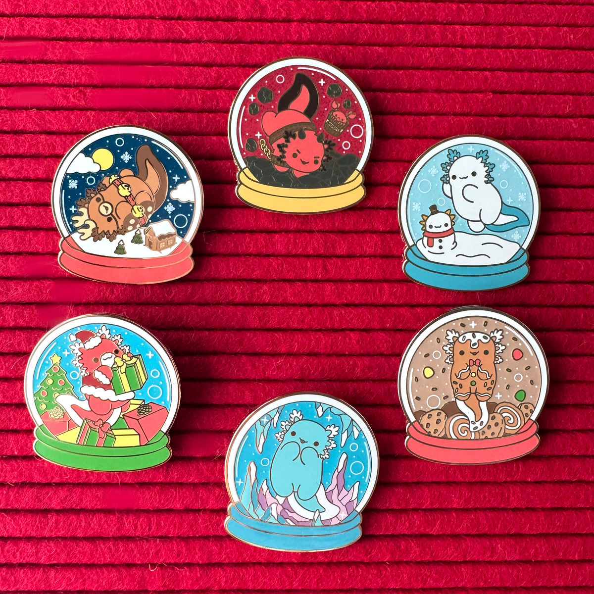Snow Globe Lotl Blind Bag Enamel Pins
