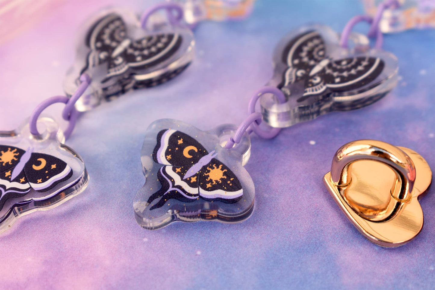 Whimsical Moths Keychain Charm