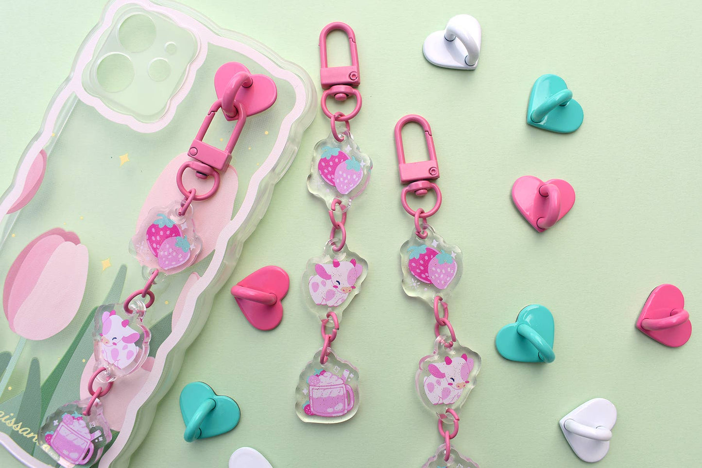 Strawberry Milk Keychain Charm