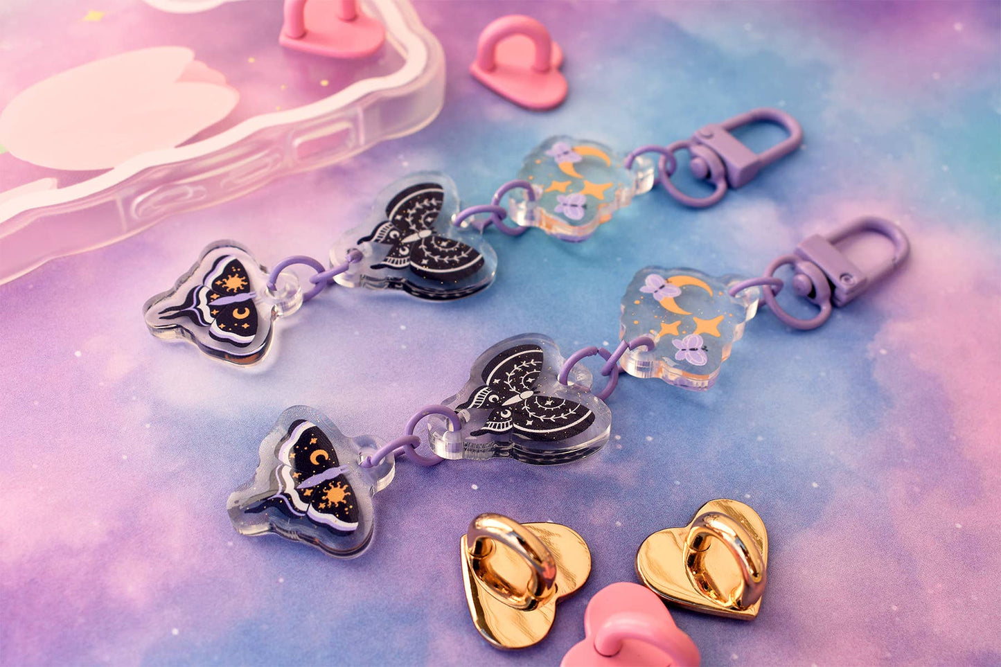 Whimsical Moths Keychain Charm