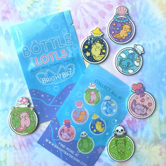 Bottle Lotls Blind Bag Axolotl Enamel Pins