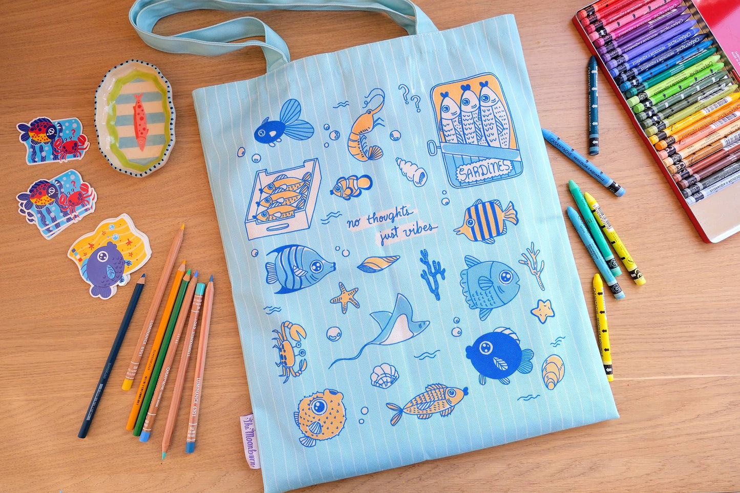 No Thoughts Fish Tote Bag