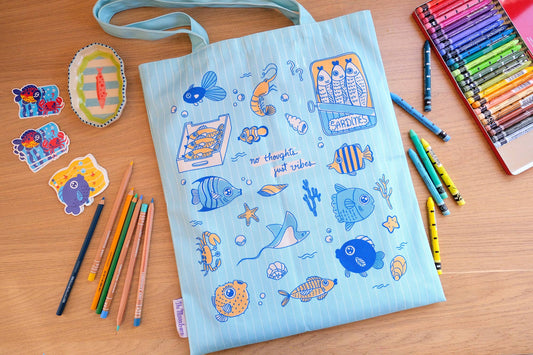 No Thoughts Fish Tote Bag